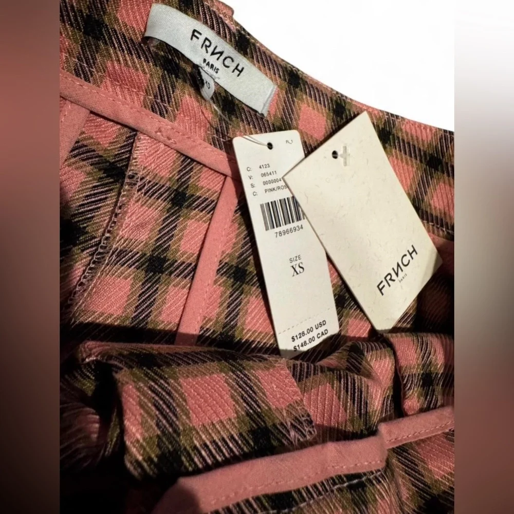 NWT Anthropologie FRNCH Palmer Pink Plaid Wide Leg Trousers XS - Picture 6 of 7